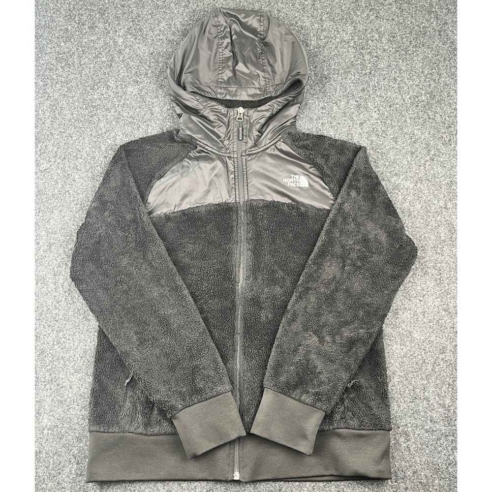 The North Face Mens Gray High Pile Fleece Full Zip Hooded Jacket Size Medium